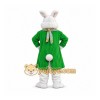 White Rabbit Mascot Costume with Green Coat White Rabbit Mascot Costume with Green Coat