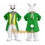 White Rabbit Mascot Costume with Green Coat