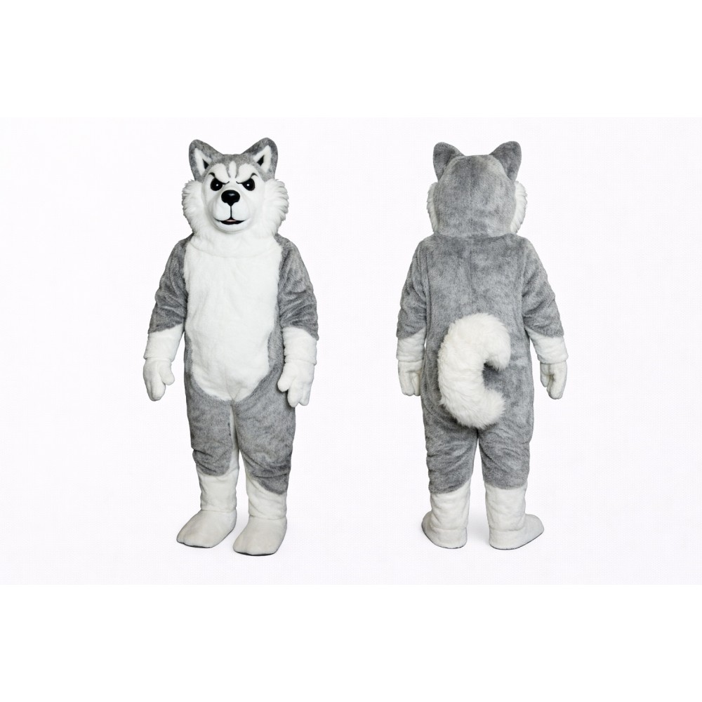 Gray Husky Mascot Costume Adult