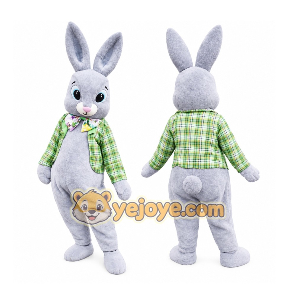 Cute Gray Bunny Mascot Costume Adult