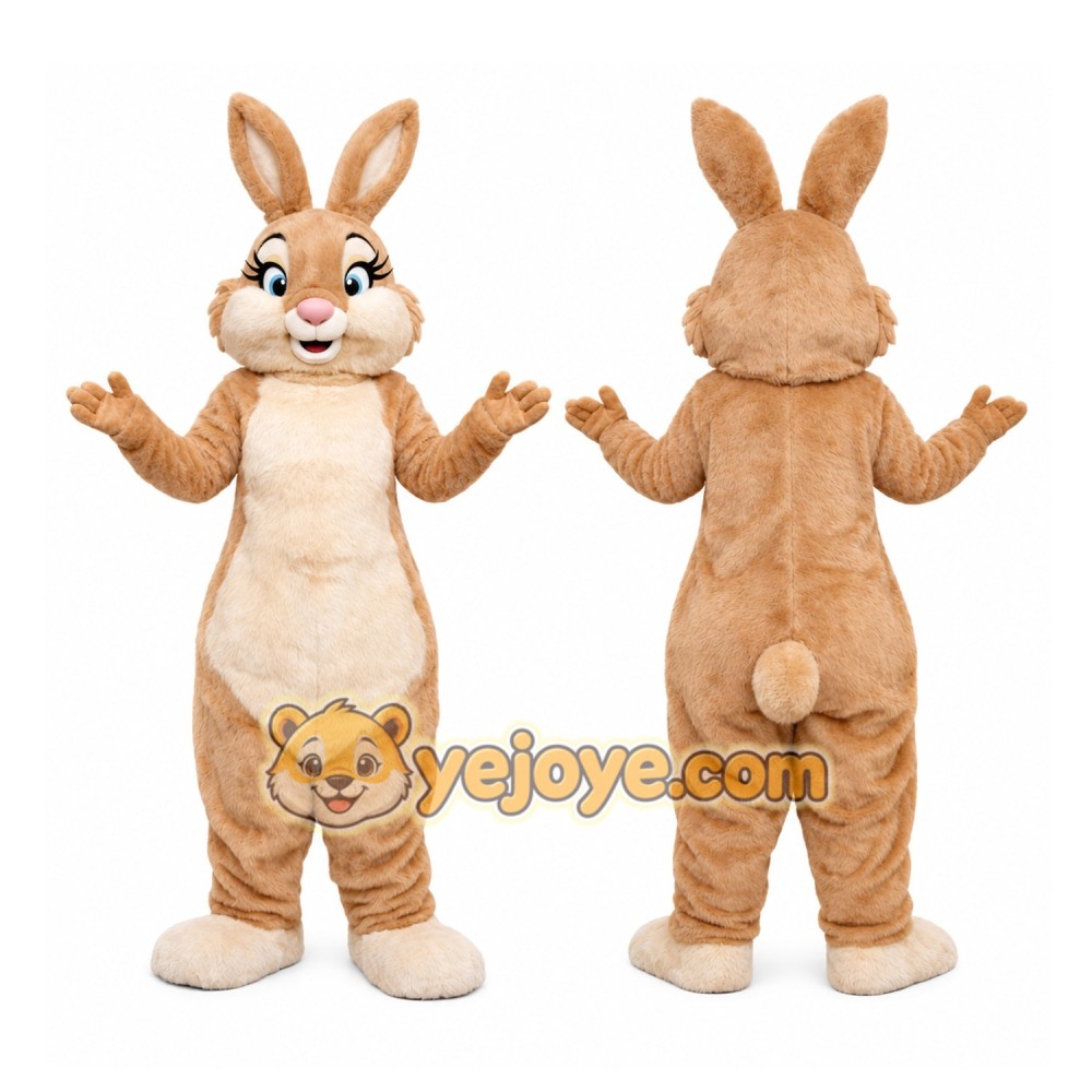 Beige Bunny Mascot Costume