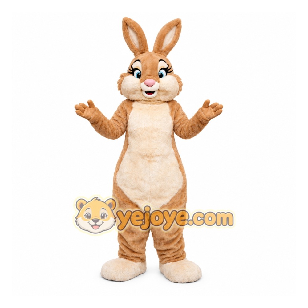 Beige Bunny Mascot Costume