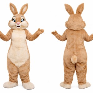 Beige Bunny Mascot Costume