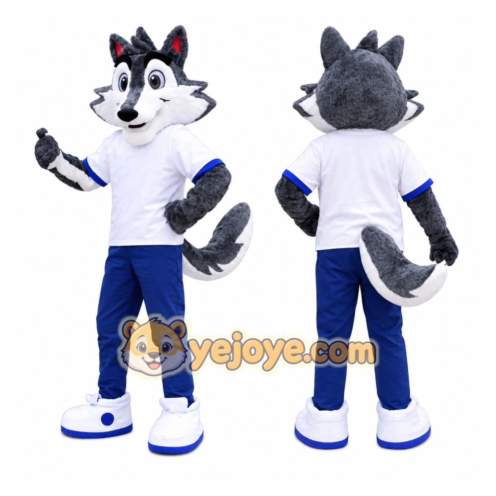 Gray Wolf Mascot Costume Adult Gray Wolf Mascot Costume Adult