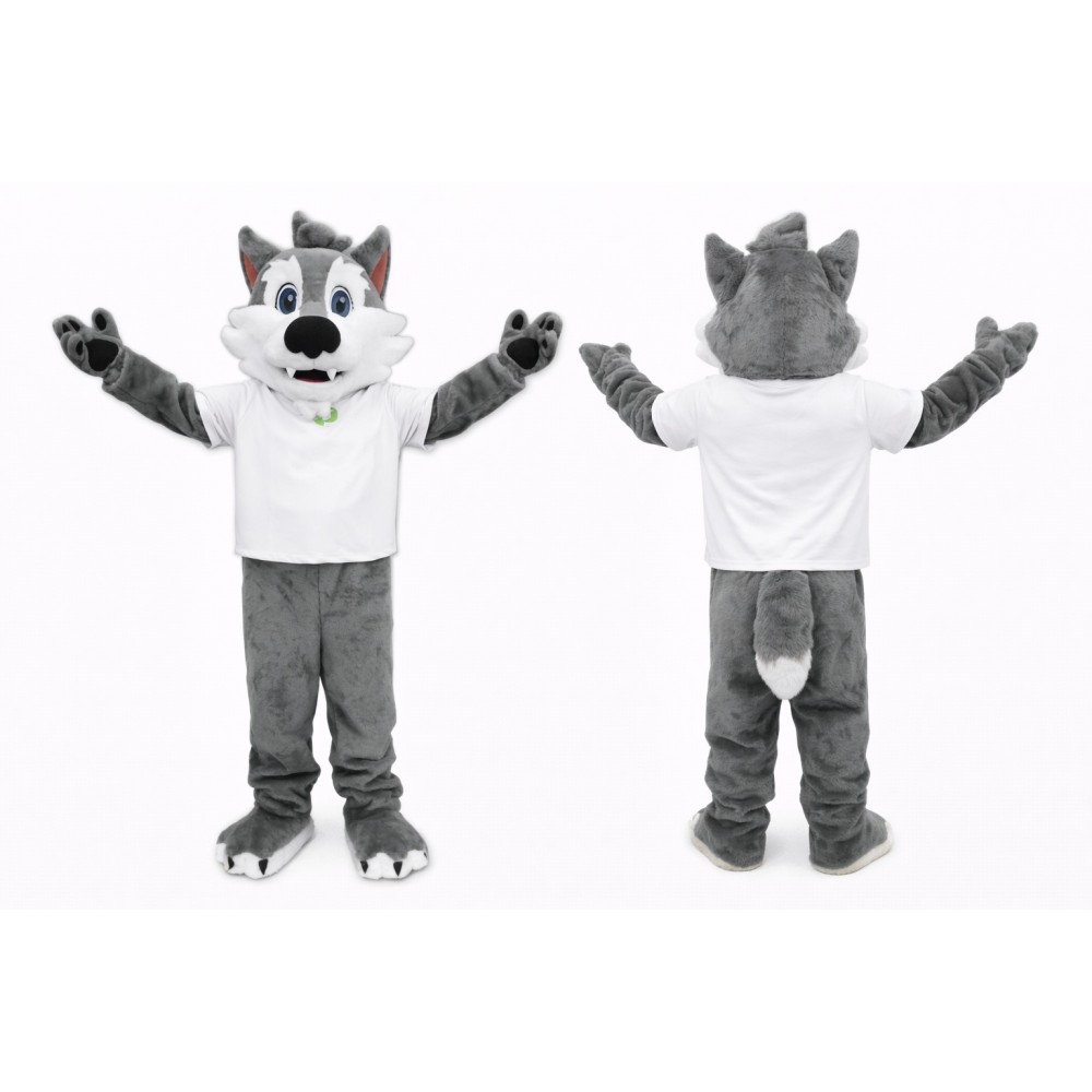 Cartoon Gray Wolf Mascot Costume