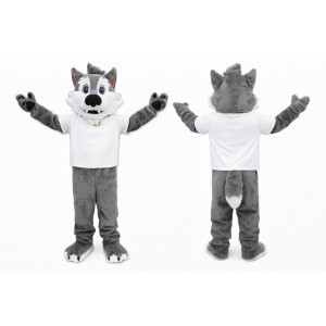 Cartoon Gray Wolf Mascot Costume
