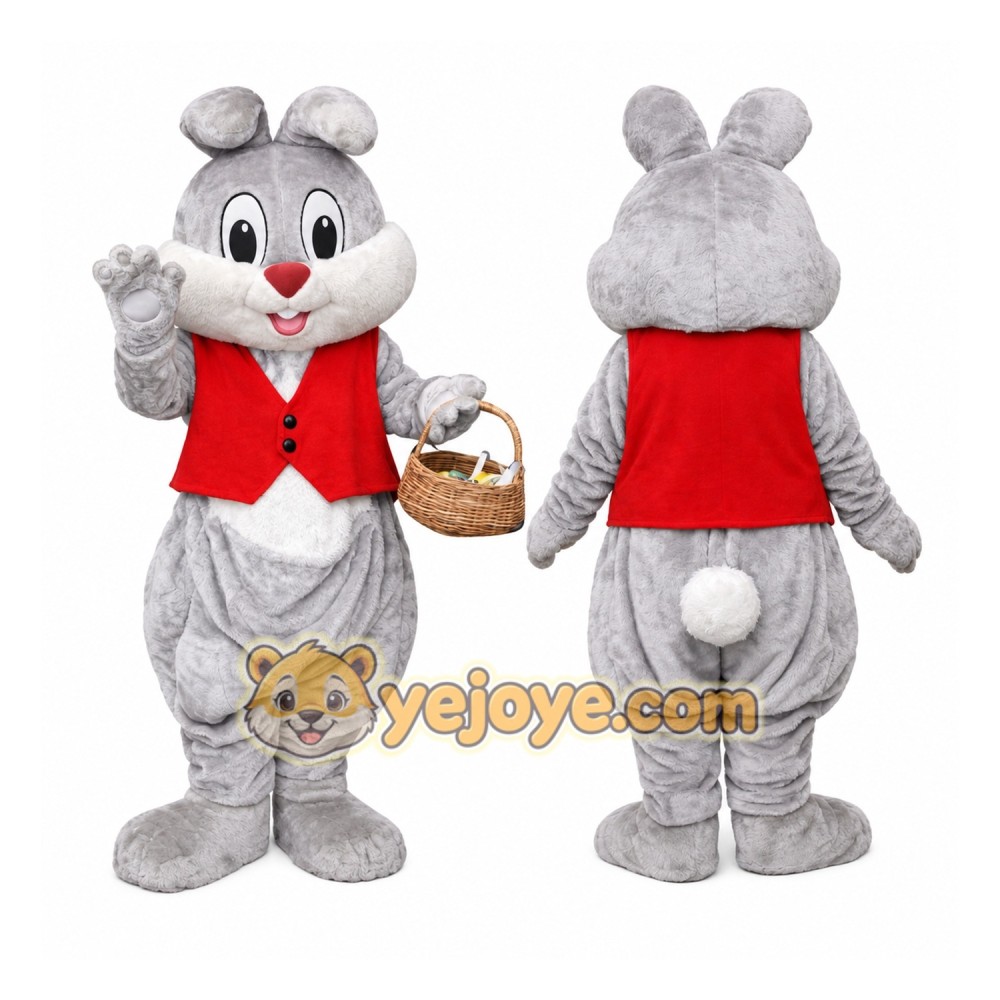 Grey Bunny Mascot Costume Grey Bunny Mascot Costume