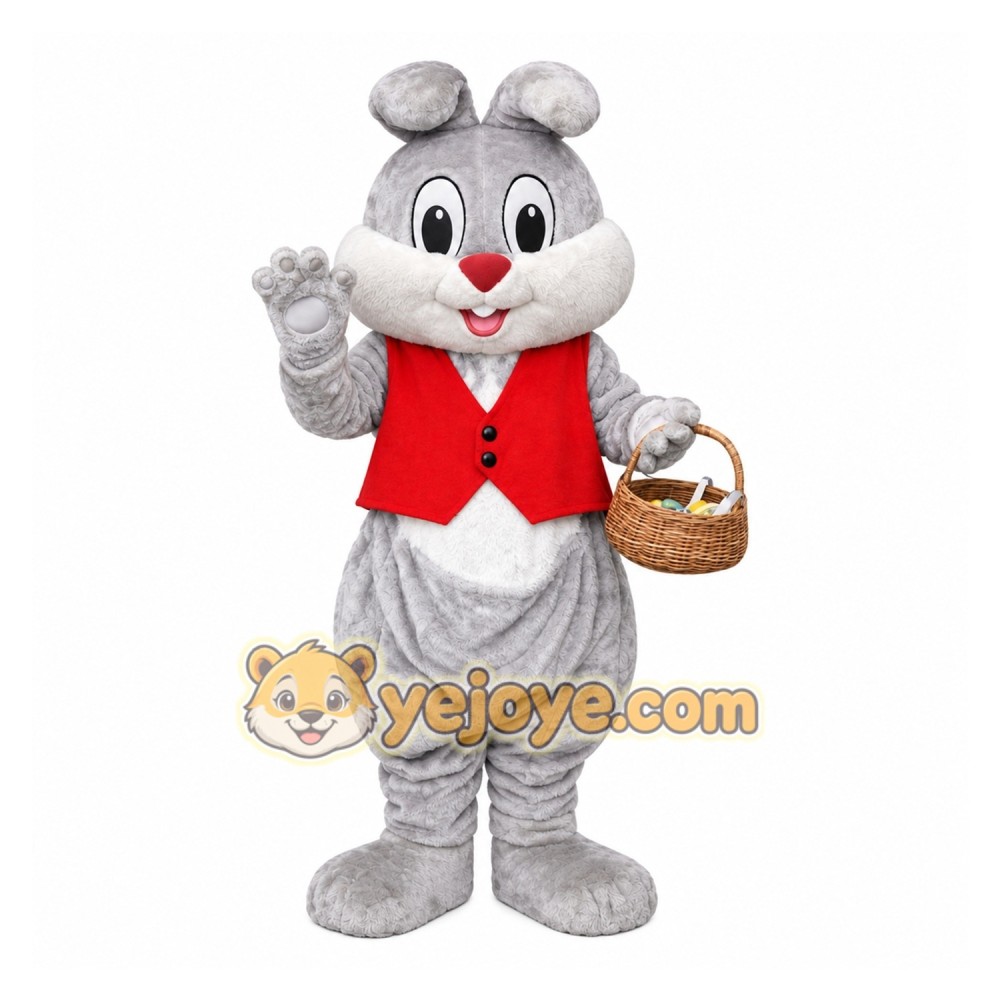 Grey Bunny Mascot Costume Grey Bunny Mascot Costume