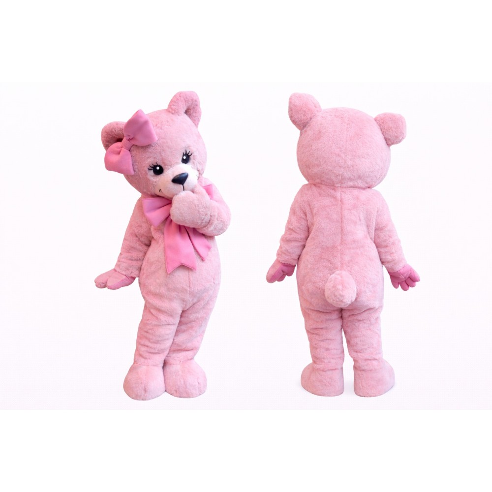 Pink Bear Mascot Costume