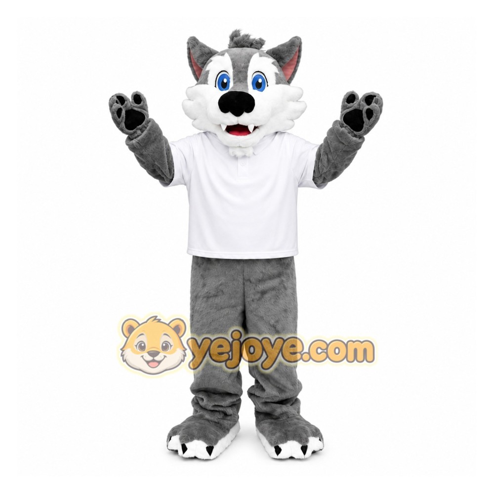 Adult Grey Wolf Mascot Costume Adult Grey Wolf Mascot Costume