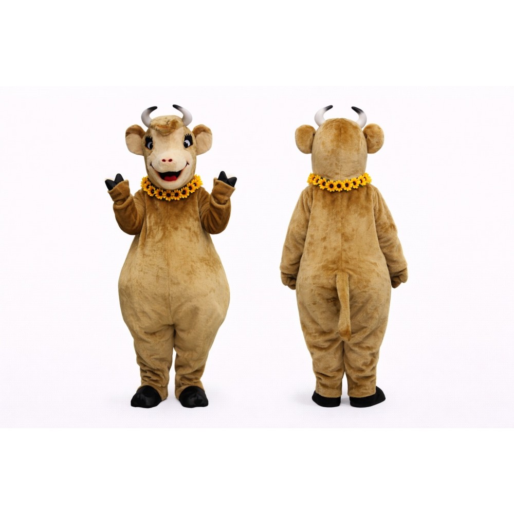 Adult Tan Cow Mascot Costume