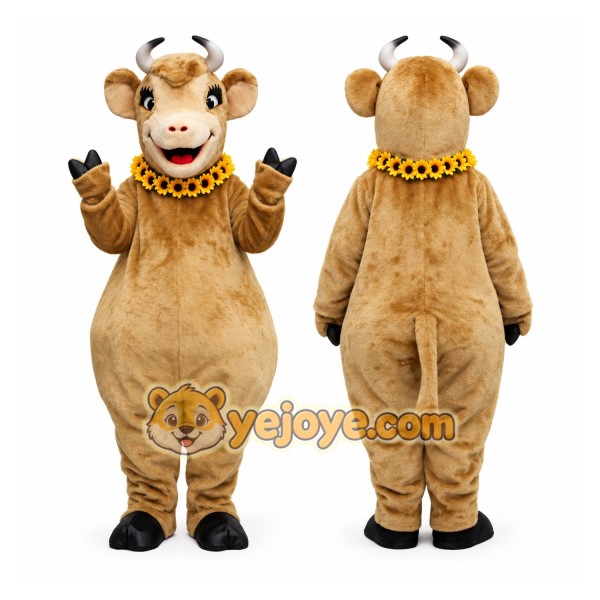 Adult Tan Cow Mascot Costume