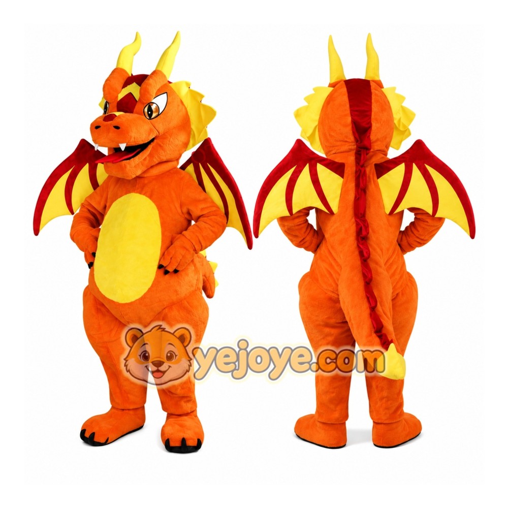 Adult Orange Dragon Mascot Costume Adult Orange Dragon Mascot Costume