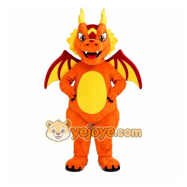 Adult Orange Dragon Mascot Costume Adult Orange Dragon Mascot Costume