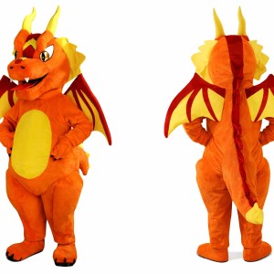 Adult Orange Dragon Mascot Costume