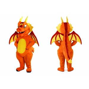 Adult Orange Dragon Mascot Costume
