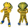 Yellow Snake Mascot Costume with Striped Outfit