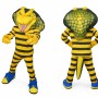 Yellow Snake Mascot Costume with Striped Outfit