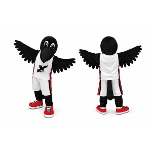 Black Crow Mascot Costume with Sports Jersey