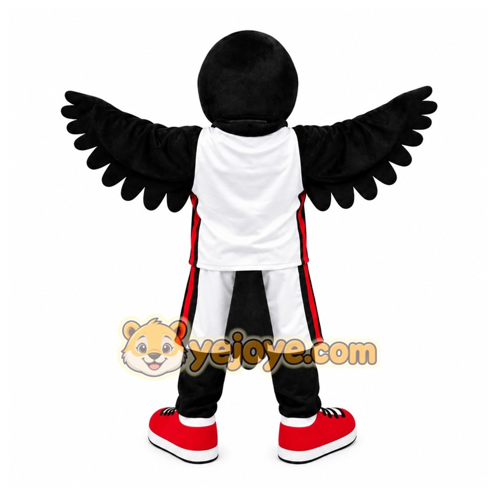 Black Crow Mascot Costume with Sports Jersey