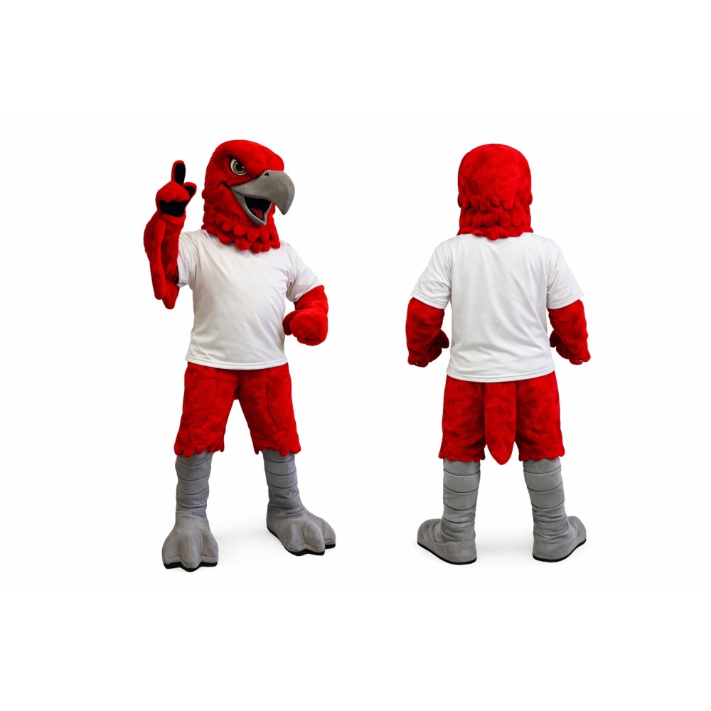 Red Eagle Mascot Costume with White T-Shirt