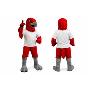 Red Eagle Mascot Costume with White T-Shirt