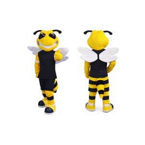 Bee Mascot Costume with Wings and Black Outfit