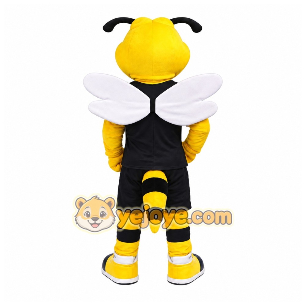 Bee Mascot Costume with Wings and Black Outfit