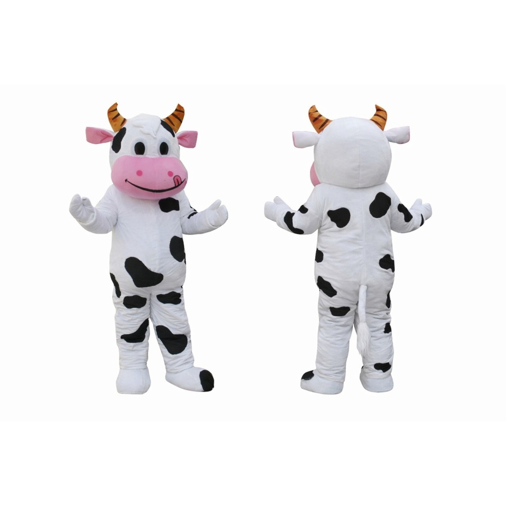Cute Cow Mascot Costume Adult Full Body Plush Dairy Cow Character Suit – Party Event Outfit