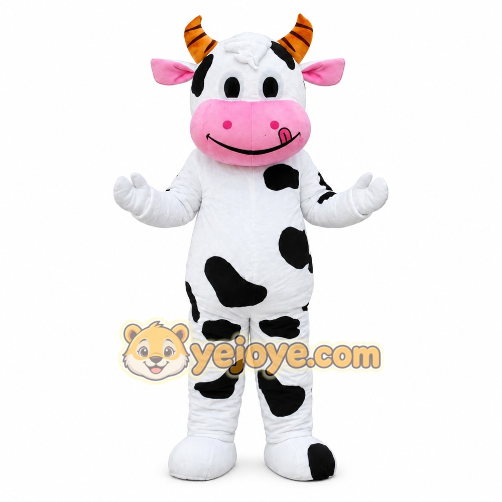 Cute Cow Mascot Costume Adult Full Body Plush Dairy Cow Character Suit – Party Event Outfit Cute Cow Mascot Costume Adult Full Body Plush Dairy Cow Character Suit – Party Event Outfit