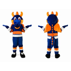 Blue Dragon Mascot Costume Adult Full Body Plush Dragon Character Suit with Wings – Party Event Outfit