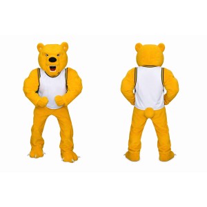 Yellow Bear Mascot Costume Adult Full Body Plush Bear Character Suit with Sports Jersey – Party Event Outfit