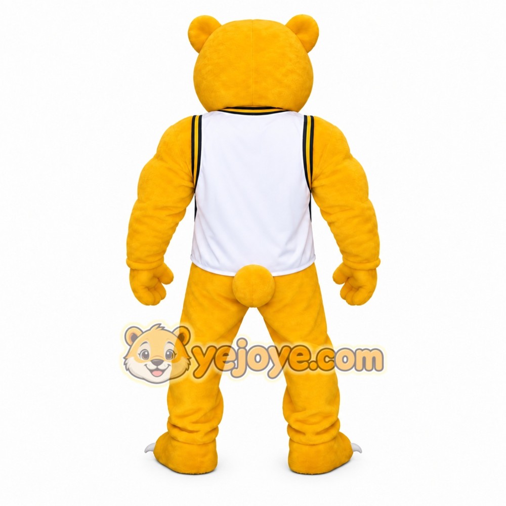 Yellow Bear Mascot Costume Adult Full Body Plush Bear Character Suit with Sports Jersey – Party Event Outfit Yellow Bear Mascot Costume Adult Full Body Plush Bear Character Suit with Sports Jersey – Party Event Outfit