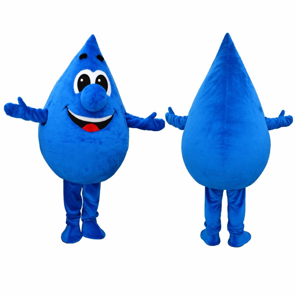 Blue Water Drop Mascot Costume Adult Full Body Plush Water Droplet Character Suit – Party Event Outfit
