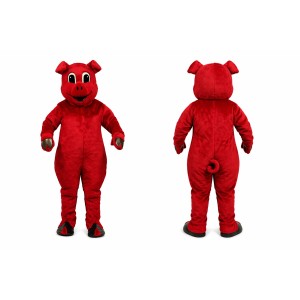 Red Pig Mascot Costume Adult Full Body Plush Pig Character Suit – Party Event Outfit