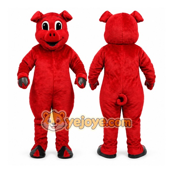 Red Pig Mascot Costume Adult Full Body Plush Pig Character Suit – Party Event Outfit