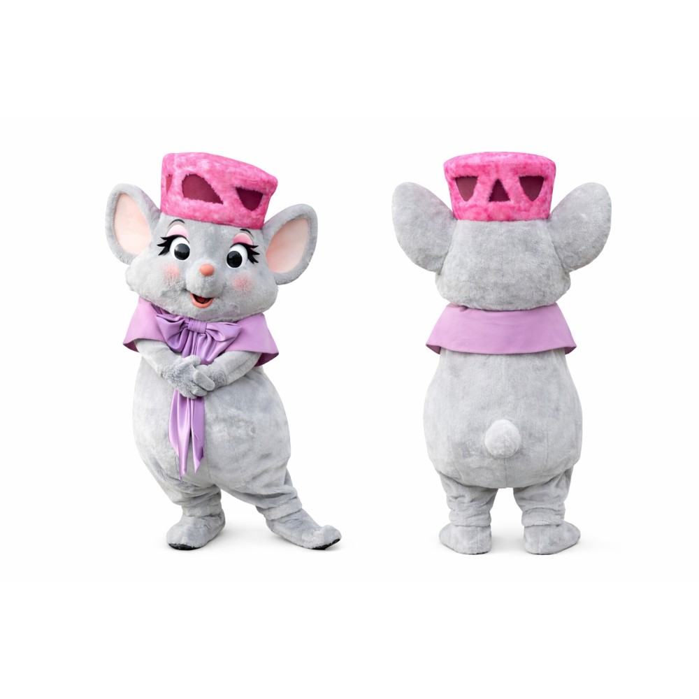 Cute Gray Mouse Mascot Costume Adult Full Body Plush Mouse Character Suit with Hat & Bow – Party Event Outfit