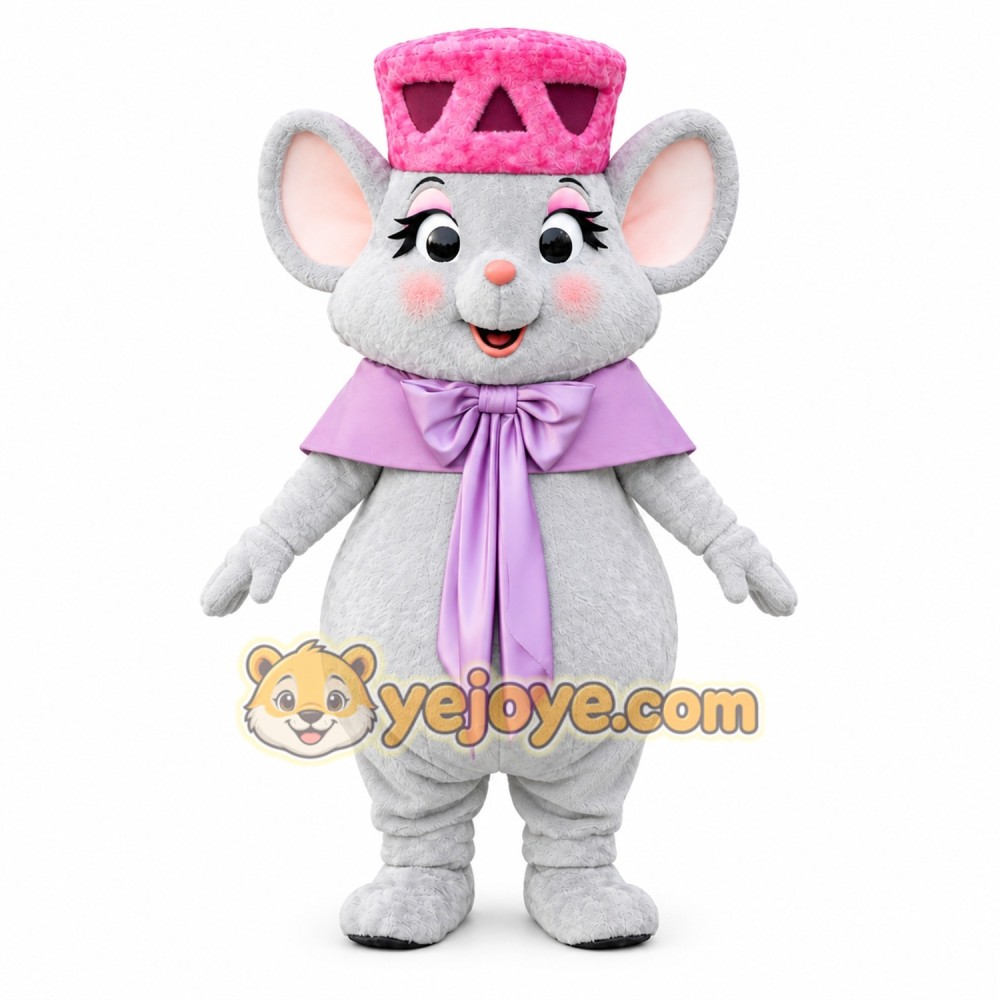 Cute Gray Mouse Mascot Costume Adult Full Body Plush Mouse Character Suit with Hat & Bow – Party Event Outfit Cute Gray Mouse Mascot Costume Adult Full Body Plush Mouse Character Suit with Hat & Bow – Party Event Outfit