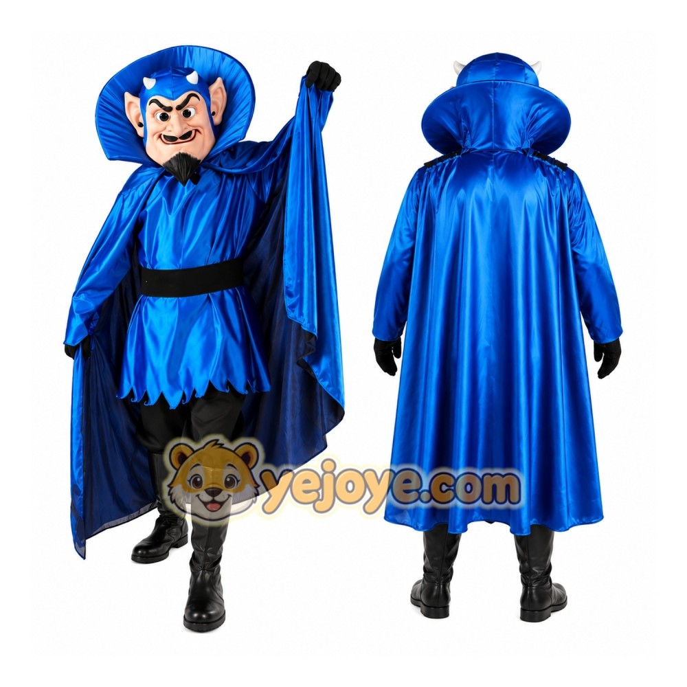 Blue Devil Mascot Costume Adult Full Body Villain Character Suit with Cape – Party Event Outfit Blue Devil Mascot Costume Adult Full Body Villain Character Suit with Cape – Party Event Outfit