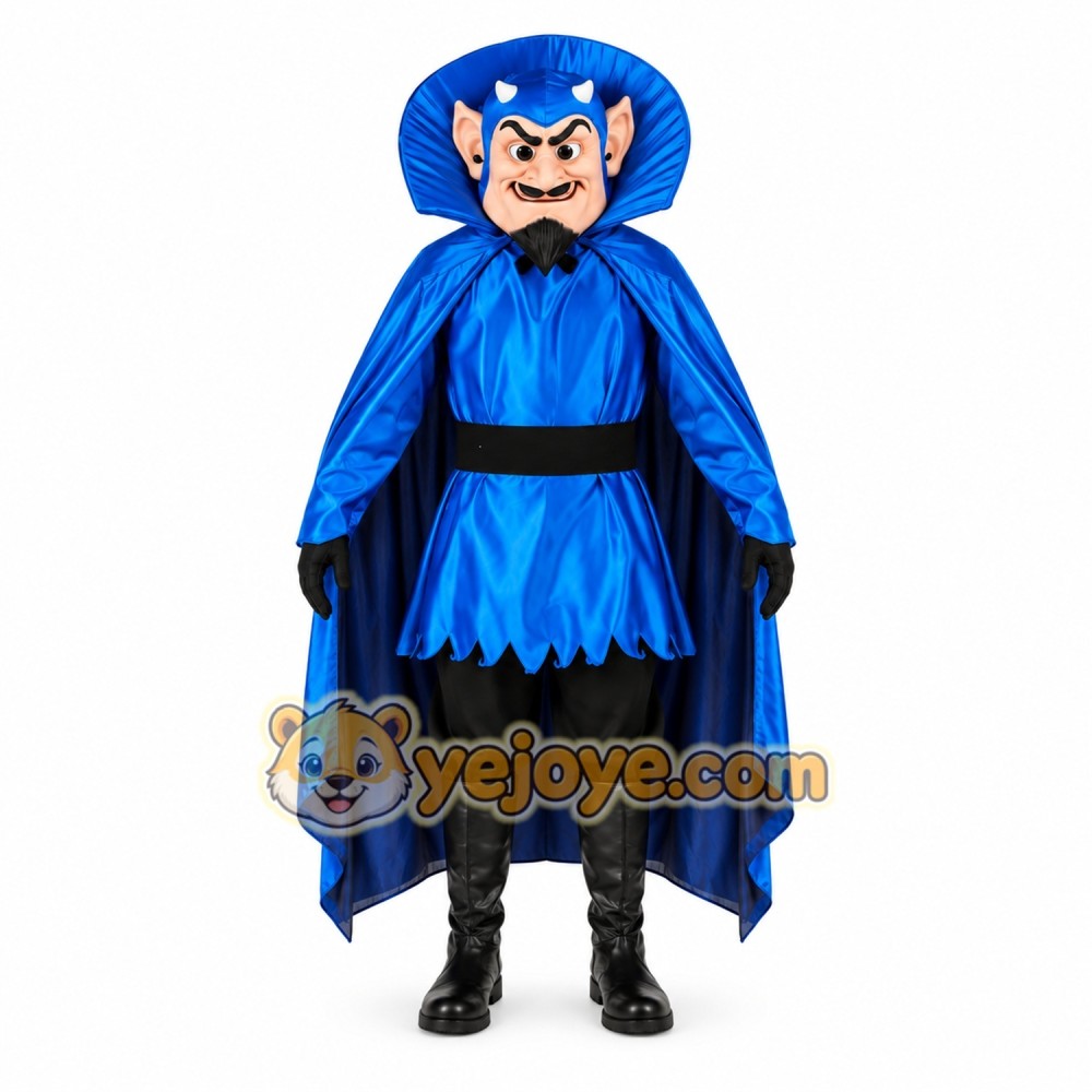 Blue Devil Mascot Costume Adult Full Body Villain Character Suit with Cape – Party Event Outfit Blue Devil Mascot Costume Adult Full Body Villain Character Suit with Cape – Party Event Outfit