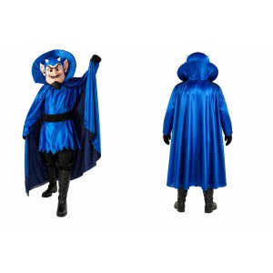 Blue Devil Mascot Costume Adult Full Body Villain Character Suit with Cape – Party Event Outfit