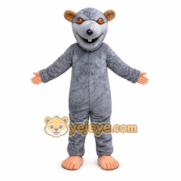 Gray Rat Mascot Costume Adult Full Body Plush Rat Character Suit with Long Tail – Party Event Outfit