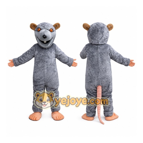 Gray Rat Mascot Costume Adult Full Body Plush Rat Character Suit with Long Tail – Party Event Outfit