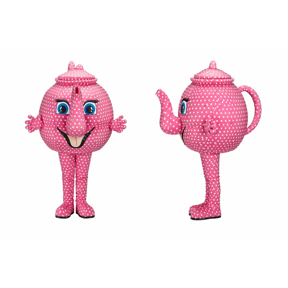 Pink Teapot Mascot Costume Adult Full Body Plush Teapot Character Suit – Party Event Outfit