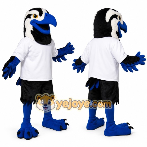 Blue Hawk Mascot Costume Adult Full Body Plush Hawk Bird Character Suit with T-Shirt – Party Event Outfit
