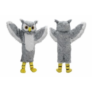 Gray Owl Mascot Costume Adult Full Body Plush Owl Bird Character Suit with Wings – Party Event Outfit