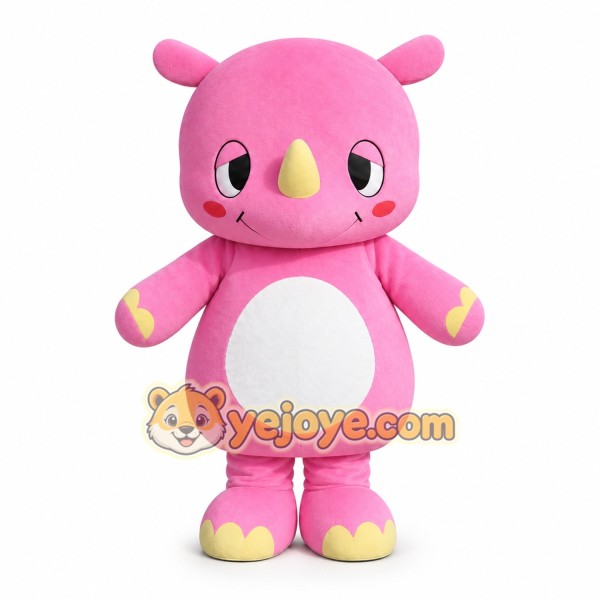 Pink Rhino Mascot Costume Adult Cute Cartoon Animal Character Suit Full Body – Party Event Promotion Outfit