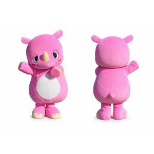 Pink Rhino Mascot Costume Adult Cute Cartoon Animal Character Suit Full Body – Party Event Promotion Outfit