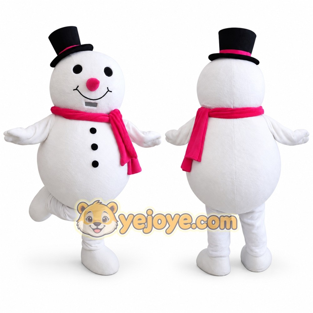 Snowman Mascot Costume Adult Christmas Winter Character Suit with Hat & Scarf Full Body – Holiday Party Event Outfit