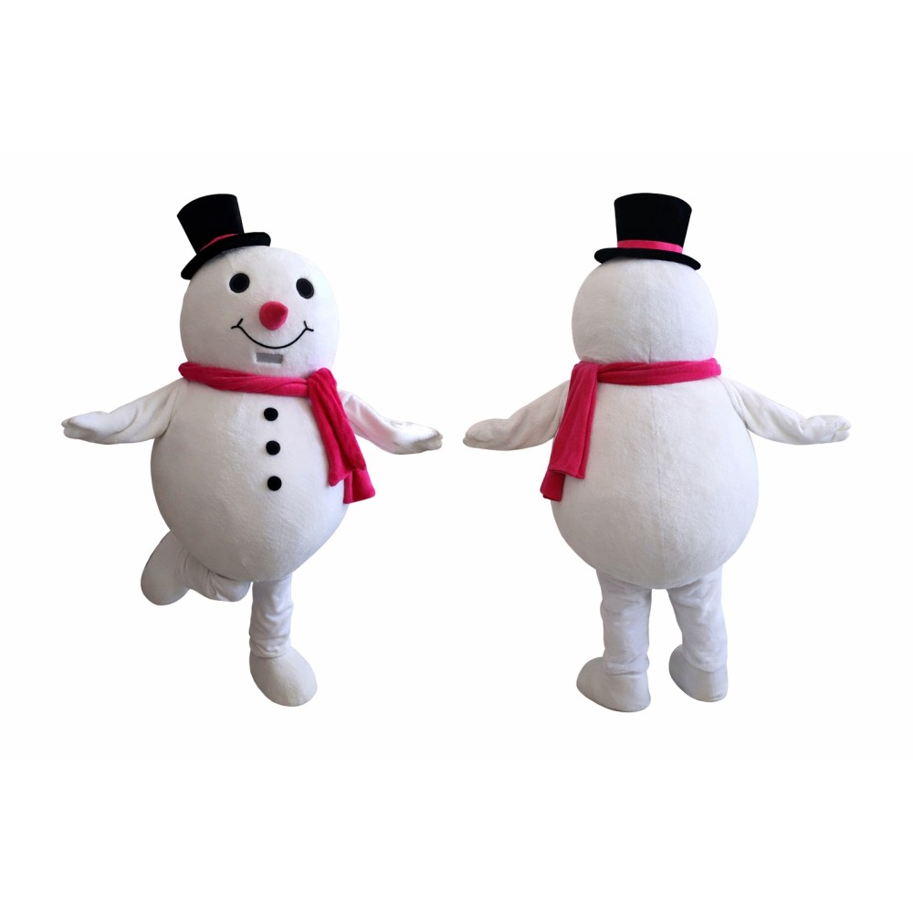 Snowman Mascot Costume Adult Christmas Winter Character Suit with Hat & Scarf Full Body – Holiday Party Event Outfit